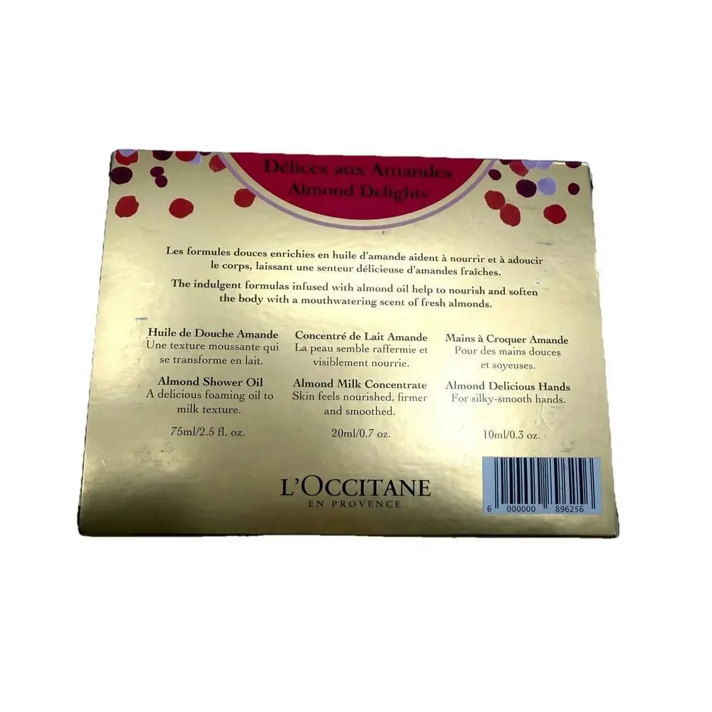 L'OCCITANE 3 pc AMANDE Almond Delights Bath & Body Small Travel Size Set